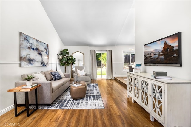 18165 Sharon Cir, Yorba Linda, CA 92886 - living area featuring wood finished floors and high vaulted ceiling
