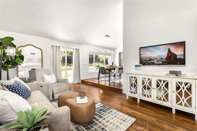 18165 Sharon Cir, Yorba Linda, CA 92886 - living area with wood finished floors, a chandelier, and high vaulted ceiling