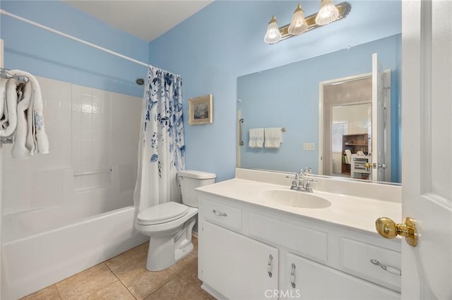 39798 Fairview Ct, Murrieta, CA 92563 - bathroom featuring toilet, vanity, shower / bath combo, and tile patterned flooring
