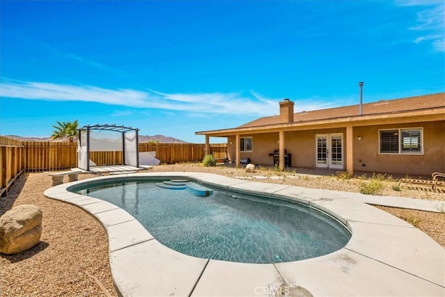 63357 Uranium Rd, Joshua Tree, CA 92252 - view of pool with french doors and a fenced backyard