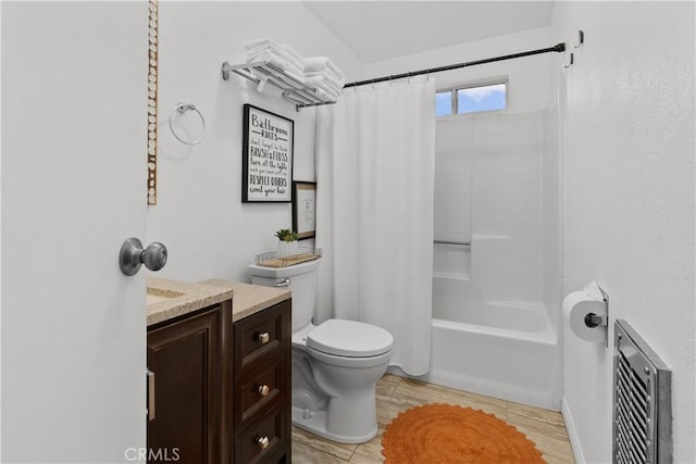 55436 Cone Blvd, Landers, CA 92285 - bathroom featuring vanity, heating unit, and shower / bath combination with curtain