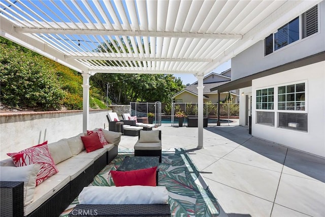 20660 Calle Feliz, Yorba Linda, CA 92886 - view of patio featuring an outdoor living space and a pergola