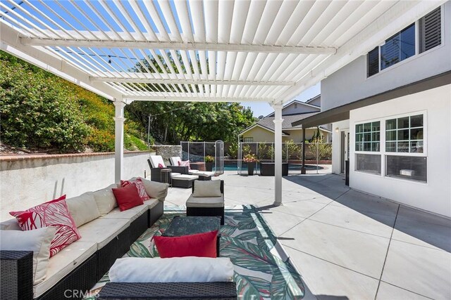 20660 Calle Feliz, Yorba Linda, CA 92886 - view of patio featuring outdoor lounge area and a pergola