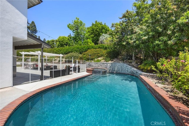 20660 Calle Feliz, Yorba Linda, CA 92886 - view of pool featuring a patio, a pergola, and a pool with connected hot tub