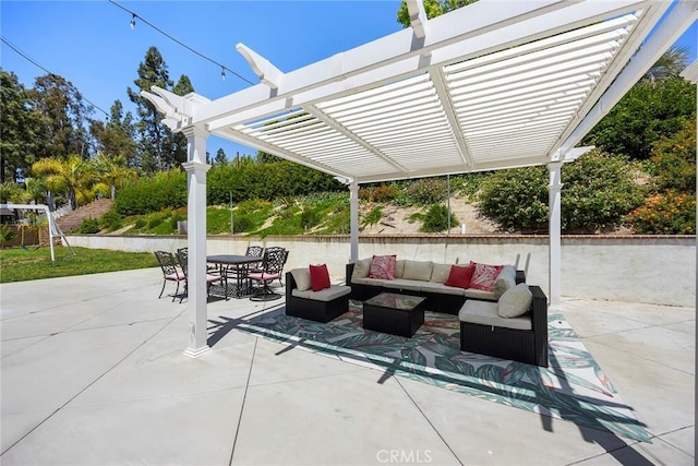 20660 Calle Feliz, Yorba Linda, CA 92886 - view of patio featuring an outdoor living space, a pergola, and outdoor dining area