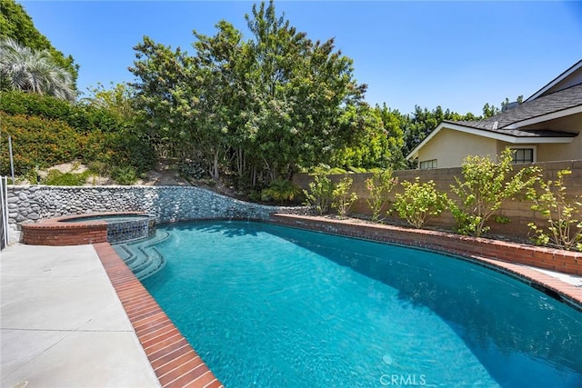 20660 Calle Feliz, Yorba Linda, CA 92886 - view of swimming pool featuring a fenced backyard and a pool with connected hot tub