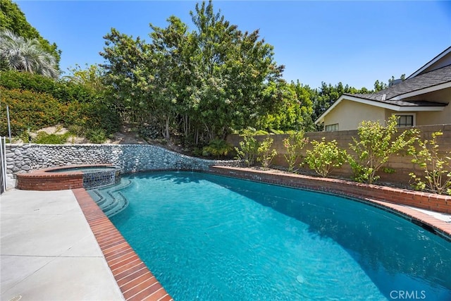 20660 Calle Feliz, Yorba Linda, CA 92886 - view of pool with a fenced backyard and a pool with connected hot tub