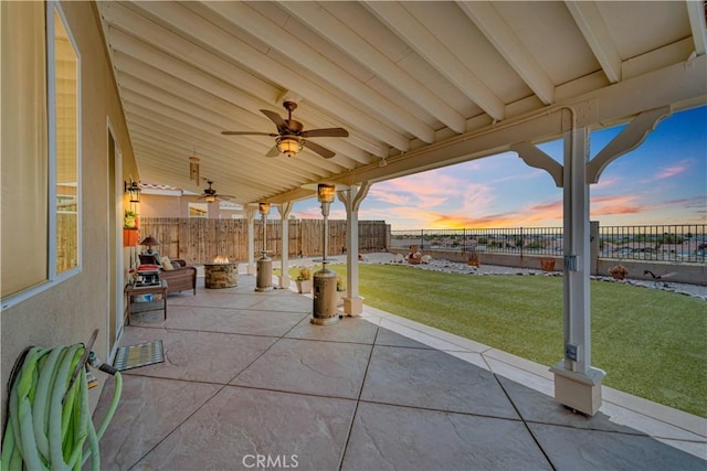 2832 Owens Way, Rosamond, CA 93560 - patio terrace at dusk featuring a patio area and ceiling fan
