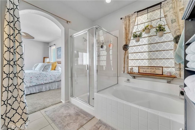 2832 Owens Way, Rosamond, CA 93560 - ensuite bathroom featuring a shower stall, a garden tub, and tile patterned floors