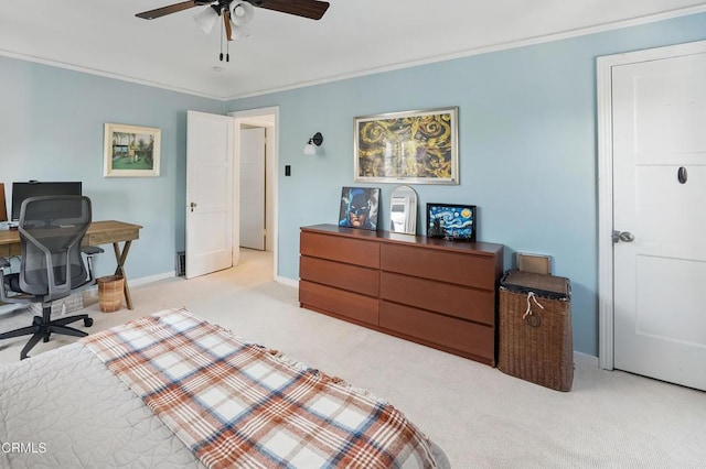 1338 Carmen Dr, Glendale, CA 91207 - bedroom with light colored carpet, a desk, crown molding, and baseboards