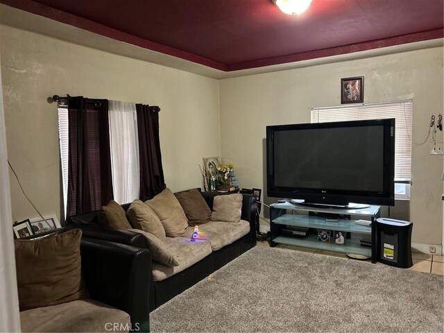 994 Magnolia Ave, San Bernardino, CA 92411 - carpeted living area with tile patterned floors