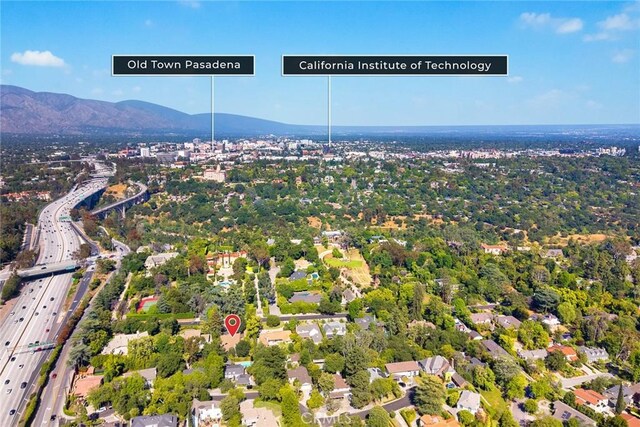 85 S San Rafael Ave, Pasadena, CA 91105 - aerial view of property and surrounding area with a main thoroughfare and mountains
