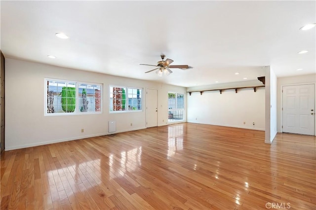 1825 Leola St, Lomita, CA 90717 - empty room featuring light wood-type flooring, recessed lighting, a ceiling fan, and baseboards