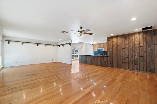1825 Leola St, Lomita, CA 90717 - unfurnished living room featuring recessed lighting, a ceiling fan, light wood finished floors, and baseboards