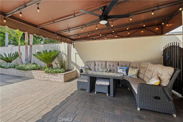 645 Glenmore Blvd, Glendale, CA 91206 - view of patio with an outdoor hangout area and ceiling fan