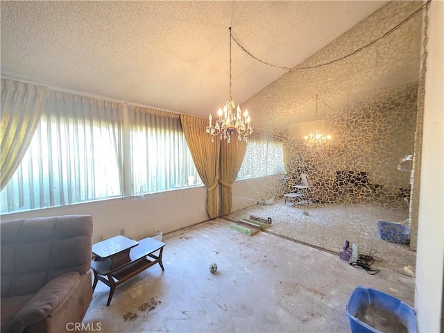2108 Ardenwood Ave, Simi Valley, CA 93063 - unfurnished dining area featuring a chandelier and a textured ceiling