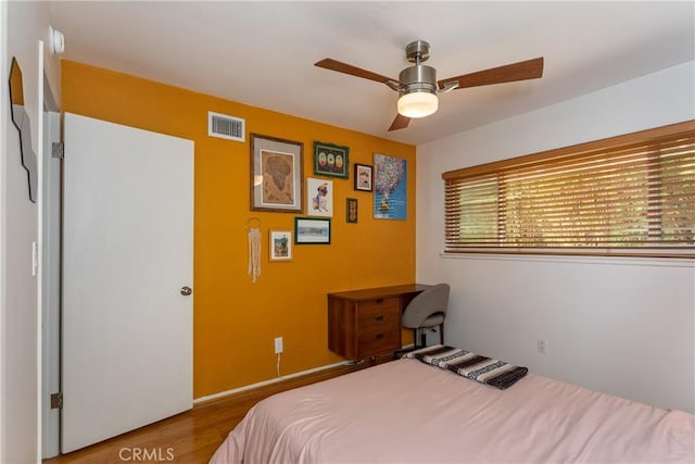 16733 Archwood St, Van Nuys, CA 91406 - bedroom featuring wood finished floors and ceiling fan