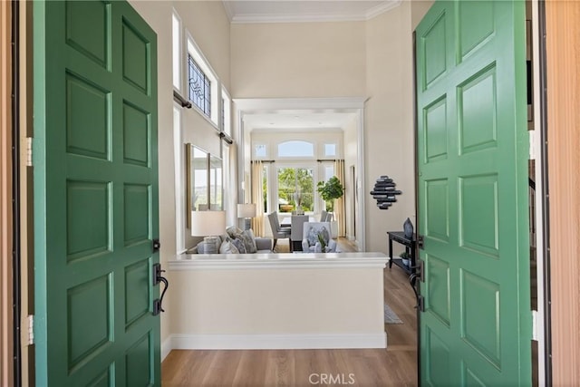 14 Celonova Pl, Lake Forest, CA 92610 - foyer featuring healthy amount of natural light, ornamental molding, and wood finished floors