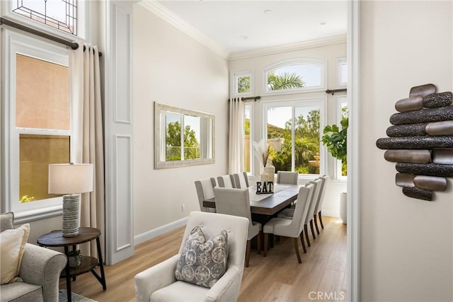 14 Celonova Pl, Lake Forest, CA 92610 - dining room with ornamental molding, light wood finished floors, and a high ceiling