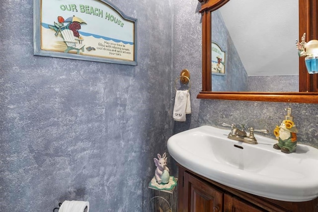11073 Andrews St, South El Monte, CA 91733 - bathroom featuring vanity and lofted ceiling