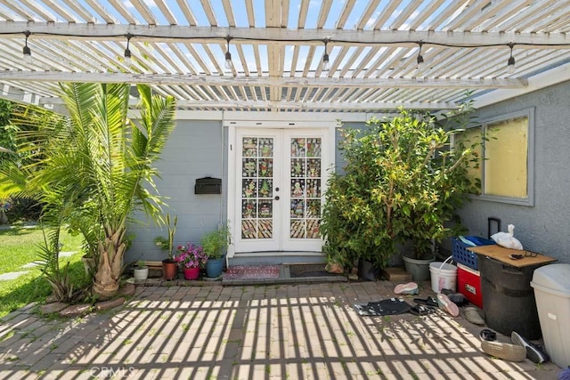 11073 Andrews St, South El Monte, CA 91733 - view of patio / terrace featuring french doors and a pergola