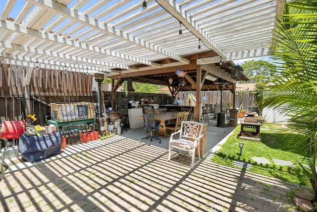 11073 Andrews St, South El Monte, CA 91733 - fenced backyard with outdoor dining area, a patio area, and a pergola