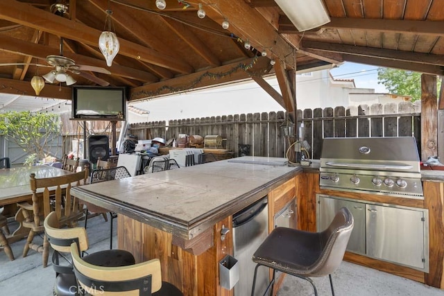 11073 Andrews St, South El Monte, CA 91733 - view of patio with ceiling fan and outdoor dining area