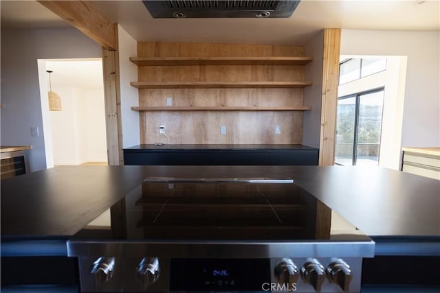 3977 Sage Ave, Yucca Valley, CA 92284 - kitchen with open shelves and dark countertops