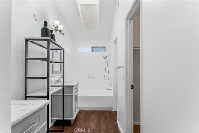 3030 Twincreek Ave, Palmdale, CA 93551 - full bathroom featuring vanity, wood finished floors, and tub / shower combination
