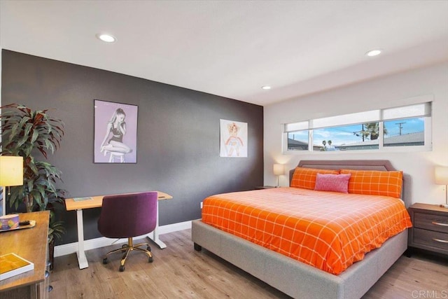 360 W Bon Air Dr, Palm Springs, CA 92262 - bedroom with light wood-style flooring, recessed lighting, and baseboards