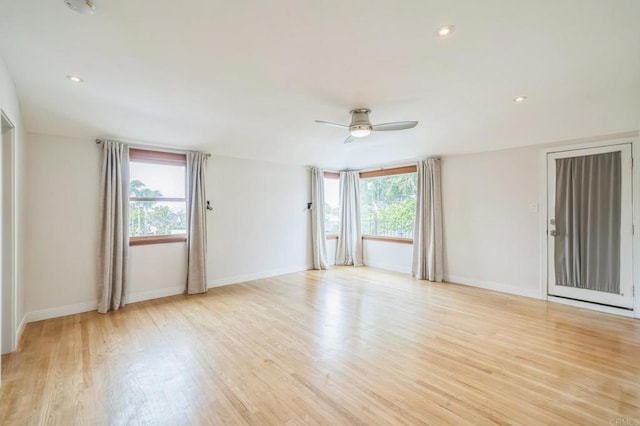 2675 Clove St, San Diego, CA 92106 - empty room featuring a ceiling fan, light wood-style flooring, and recessed lighting