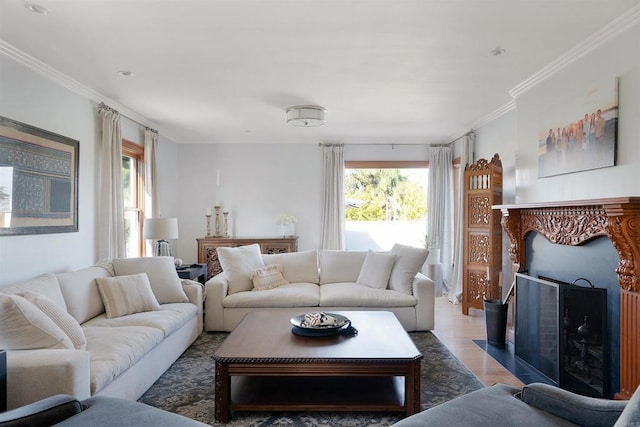 2675 Clove St, San Diego, CA 92106 - living area with healthy amount of natural light, wood finished floors, and crown molding