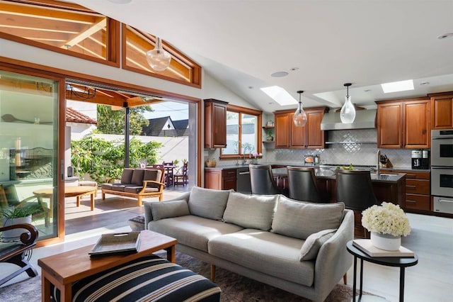 2675 Clove St, San Diego, CA 92106 - living area with vaulted ceiling and a skylight