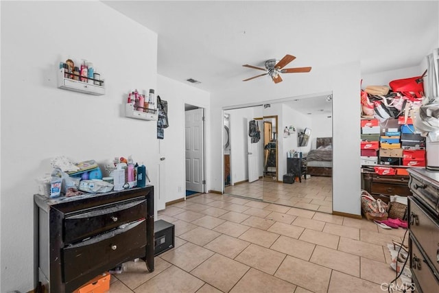 2017 Harvard Dr, Barstow, CA 92311 - entrance foyer featuring a ceiling fan and light tile patterned floors