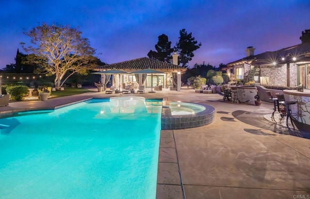 4843 La Jacaranda, Rancho Santa Fe, CA 92067 - view of pool with a patio area, a bar, and a pool with connected hot tub