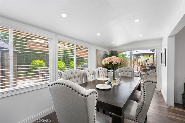 2011 W Katella Ave Unit 17, Anaheim, CA 92804 - dining space featuring wood finished floors, lofted ceiling, and recessed lighting