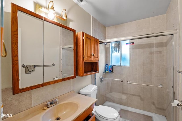 4320 Hamilton Ave, Oxnard, CA 93033 - full bathroom with a shower stall, vanity, and decorative backsplash