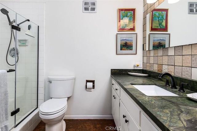 1045 S Orange Grove Blvd Unit 4, Pasadena, CA 91105 - bathroom featuring vanity, toilet, a shower stall, and baseboards