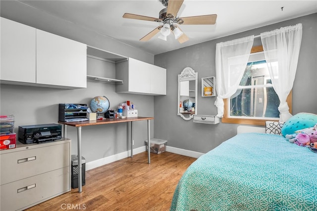 17508 Strathern St, Northridge, CA 91325 - bedroom featuring light wood-style floors, baseboards, and ceiling fan