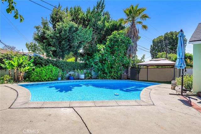 17508 Strathern St, Northridge, CA 91325 - view of pool featuring a gazebo, a patio, and a fenced backyard