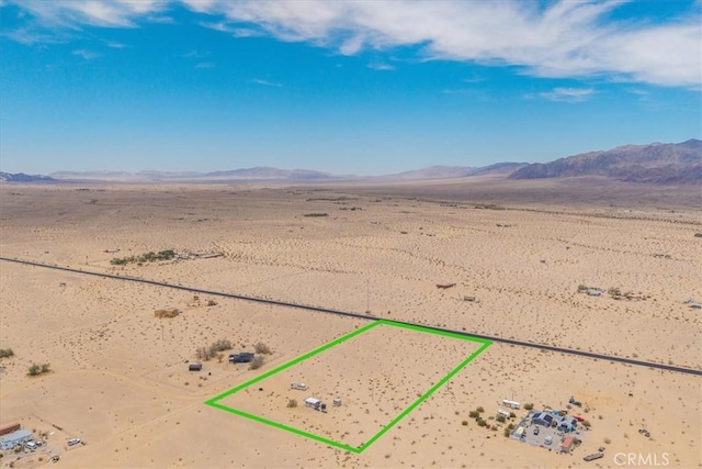 84951 Amboy Rd Unit 29, Palms, CA 92277 - view of rural area featuring a desert landscape, a mountainous background, and property boundaries highlighted