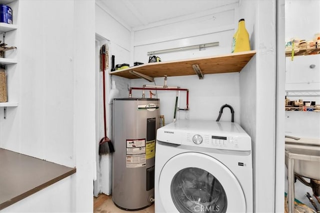 84951 Amboy Rd Unit 29, Palms, CA 92277 - laundry area with washer / dryer and water heater
