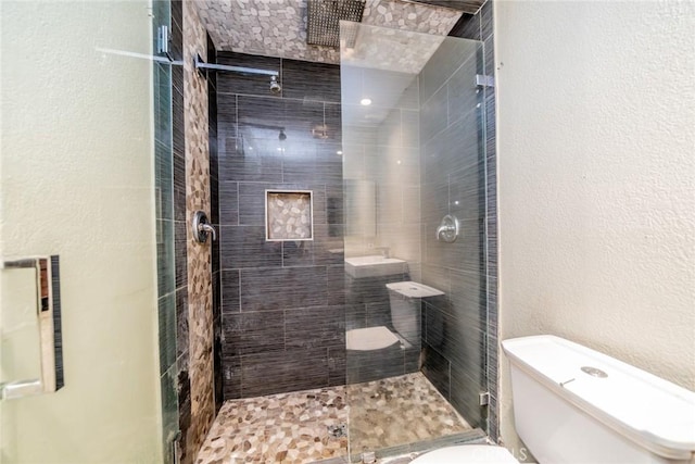 4496 Lyon Ave, Riverside, CA 92505 - full bath featuring toilet, a stall shower, and a textured wall