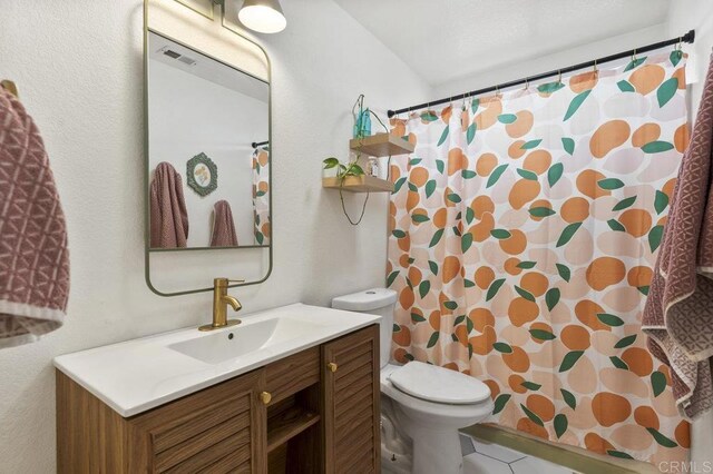 305 Cobblestone Pl, Santee, CA 92071 - bathroom featuring vanity, toilet, and a shower with curtain