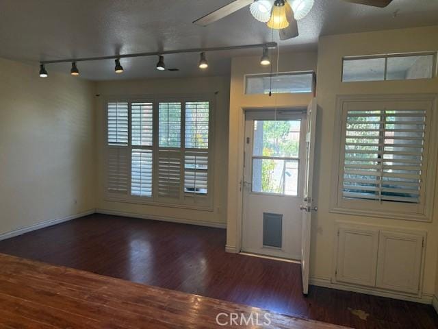 19 Softwind, Aliso Viejo, CA 92656 - entryway with track lighting, ceiling fan, and wood finished floors