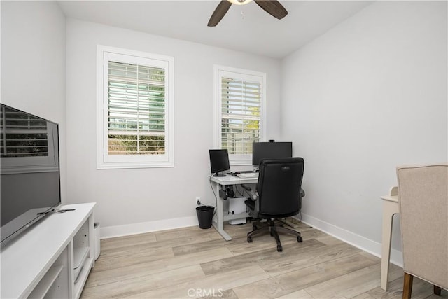 45437 Calle Cirros, Temecula, CA 92592 - office featuring ceiling fan and light wood-style floors