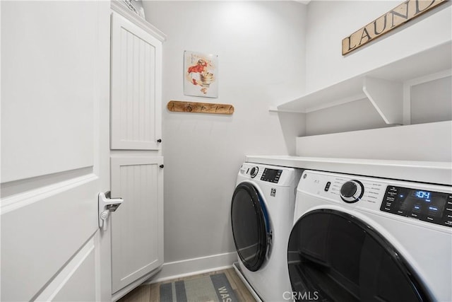 45437 Calle Cirros, Temecula, CA 92592 - washroom with washing machine and clothes dryer and baseboards