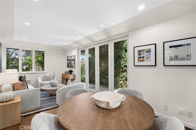 6 Rue Marseilles, Newport Beach, CA 92660 - dining space with wood finished floors, recessed lighting, and baseboards