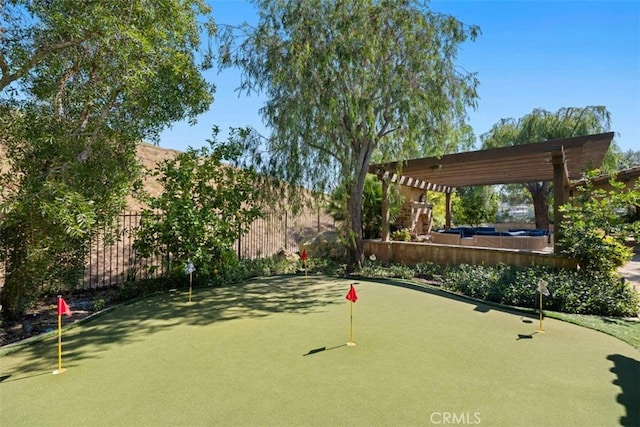 97 Canyon Crk, Irvine, CA 92603 - view of property's community with a putting area and a pergola