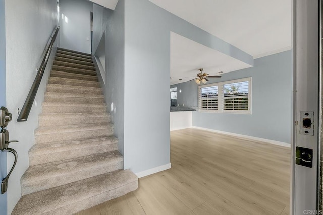 644 Grant St, Oceanside, CA 92054 - stairs featuring wood finished floors and a ceiling fan